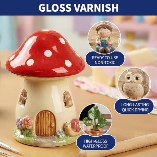 OSBANG 100ML Air Dry Clay Glaze, High Gloss Air Dry Clay Varnish, Protects Clay from Cracking, Scratches and Wear, Clear Sealant for Ceramics, Paintings, Wood and DIY Projects - size: Gloss