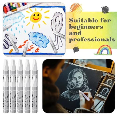 48 Pcs White Soft Oil Pastels Bulk Artists Oil Crayons Single Color Hexagonal Creamy Pastel for Artists Beginners Painting Drawing Relaxing Blending - color: White
