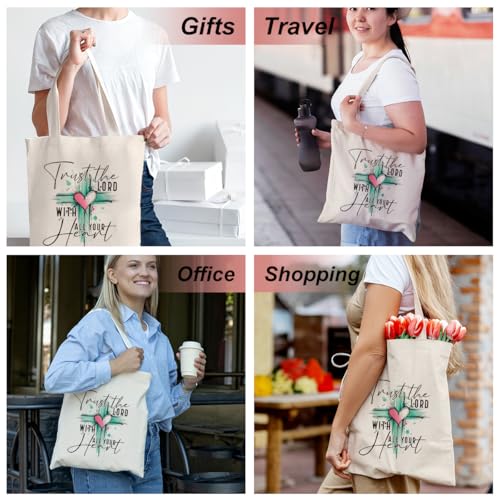 Inspirational Christian Gifts Canvas Tote Bag for Women, Christmas Friendship Birthday Religious Grocery Bags - color: Lordheart