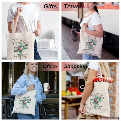 Inspirational Christian Gifts Canvas Tote Bag for Women, Christmas Friendship Birthday Religious Grocery Bags - color: Lordheart
