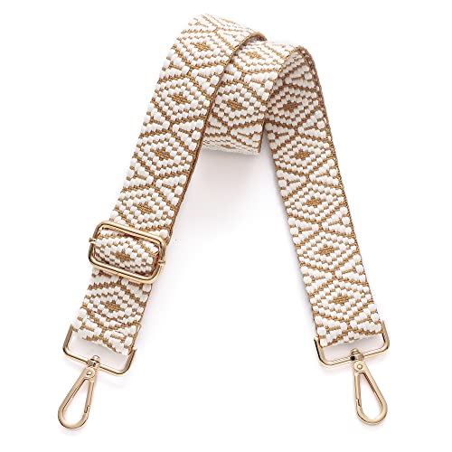 S-Jacorry Purse Strap Replacement Crossbody Wide Shoulder Strap Adjustable Canvas Straps Handbag Strap Replacement Belts - color: Gold Buckle-677