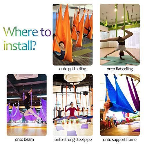 Aerial Yoga Hammock L:5M W:2.8M 5.5 Yards Aerial Pilates Silk Yoga Swing Set with 2000 Ibs Load Include Daisy Chain, Pose Guide - color: Gradual Change Purple