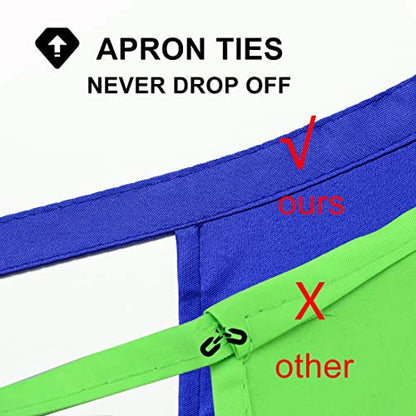 Total 15 PCS Dark Blue Bib Aprons Bulk for Women Men with 2 Front Pockets(Dark Blue-15pcs) - color: Dark Blue-15pcs