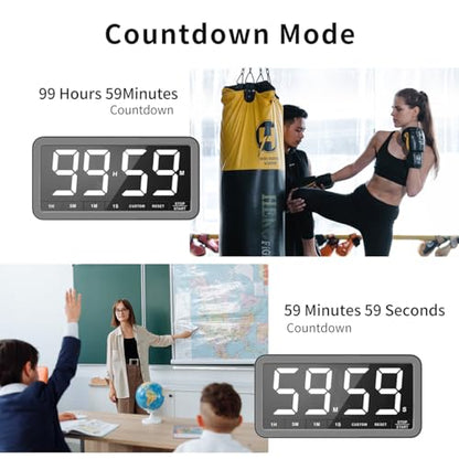 VOCOO Large 7.8" Digital Timer, Magnetic LED Timer for Kitchen & Classroom | USB-C Rechargeable, Up to 99 Hours Count Up & Countdown Timer with 3 Brightness Levels, 4 Alert Modes and 3 Volume Levels - color: Space Grey