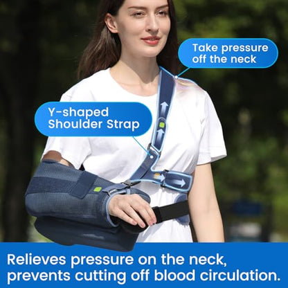 Velpeau Shoulder Abduction Sling with Two Removable Pillows, Shoulder Immobilizer Strap for Sleeping, Rotator Cuff Surgery, Medical Sling for Women & Men, Fits Left & Right Arm (L, Bust ﹥41″) - size: Large