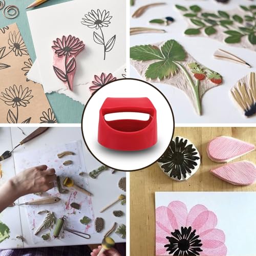 AEROVA 1 Pieces Block Printing Baren Tools Hand Printing Linocut Tools Printing Press Comfortable Handle - 4 inchs