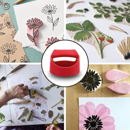 AEROVA 1 Pieces Block Printing Baren Tools Hand Printing Linocut Tools Printing Press Comfortable Handle - 4 inchs