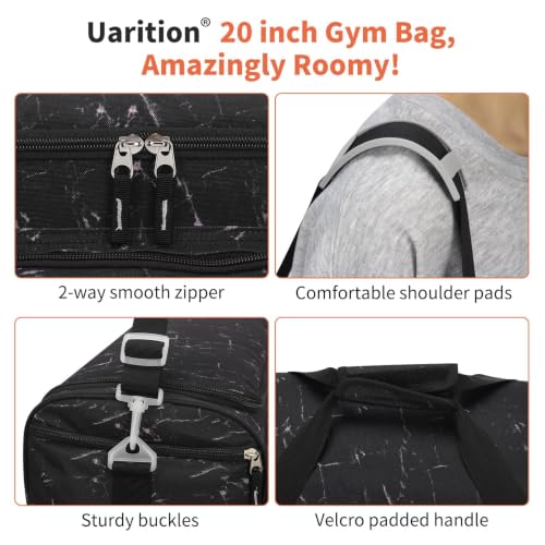 Uarition Gym Bag for Men & Women - 50L Large Travel Duffle Bag Marble Black - color: Marble Black