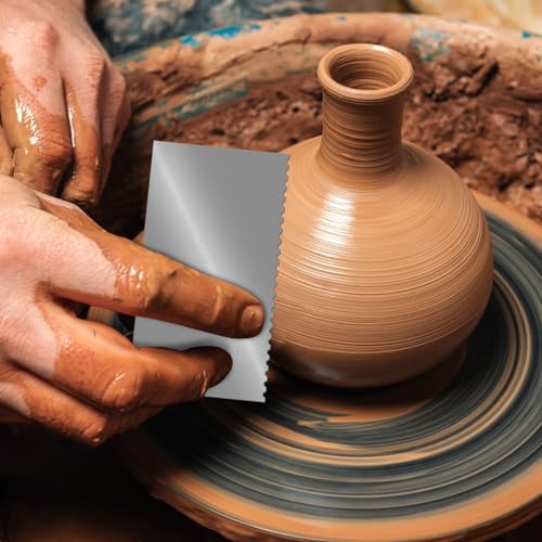 12 PCS Metal Ribs for Pottery, Stainless Steel Clay Scraper Tool Set | 10 Shapes, Serrated and Smooth Ribs, Ceramics Sculpting Tools Kits, For Texturing Artists Sculpture Modeling Potter