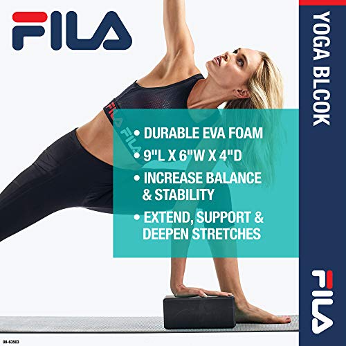 FILA Accessories Yoga Block - EVA Foam Blocks for Support, Balance & Stability | Yoga, Pilates, Barre, Stretching, Meditation