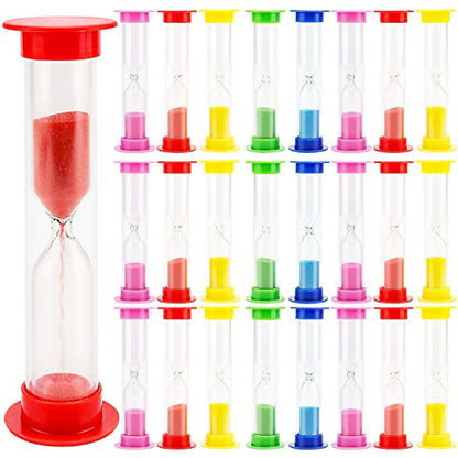 SINJEUN 50 PCS 1 Minute Sand Timer, Plastic Hourglass Sand Clock, Colorful Sand Timer Set Sandglass Countdown Bulk Toothbrush Timer for Party Favors