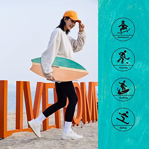 XCMAN Surf Balance Board Trainer with Roller Wooden Exercise Balancing Stability Trainer - Non Slip Surface for Adults Kids|Balance Board for Surfing,Snowboarding,Skateboarding,Hockey,Yoga Training - color: Rocket Green