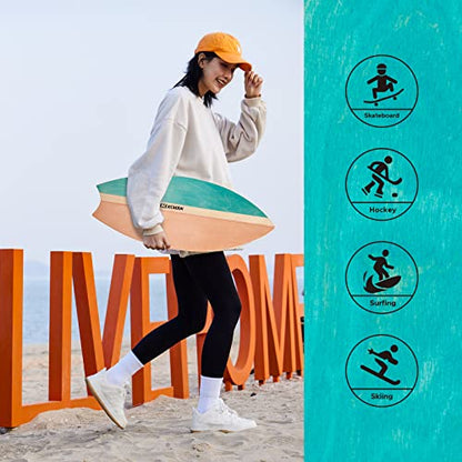 XCMAN Surf Balance Board Trainer with Roller Wooden Exercise Balancing Stability Trainer - Non Slip Surface for Adults Kids|Balance Board for Surfing,Snowboarding,Skateboarding,Hockey,Yoga Training - color: Rocket Green