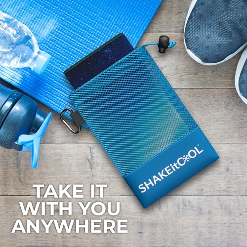 SHAKEitCOOL Extended Size Cooling Towel – Be Cool in Style - Heat Relief, Soft, Lightweight, Sun Protection, Easy Clean - Perfect for Biking, Hiking, Running, Yoga, Golf, Gardening - Alaskan Sky M - color: Alaskan Sky