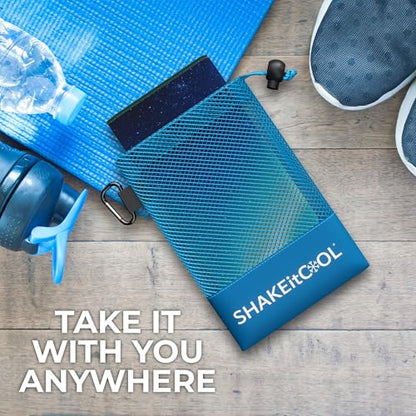 SHAKEitCOOL Extended Size Cooling Towel – Be Cool in Style - Heat Relief, Soft, Lightweight, Sun Protection, Easy Clean - Perfect for Biking, Hiking, Running, Yoga, Golf, Gardening - Alaskan Sky M - color: Alaskan Sky