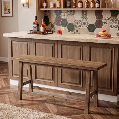 55" Solid Wood Counter Height Bar Bench, Bench for Island Table