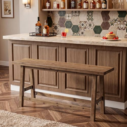 55" Solid Wood Counter Height Bar Bench, Bench for Island Table