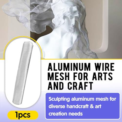 15.7 in x 16.4 Ft Silver Aluminum Wire Mesh Roll for Arts and Craft | Aluminum Sculpting Wire Mesh for Sculpting Clay/Sculpture Projects/Plaster DIY