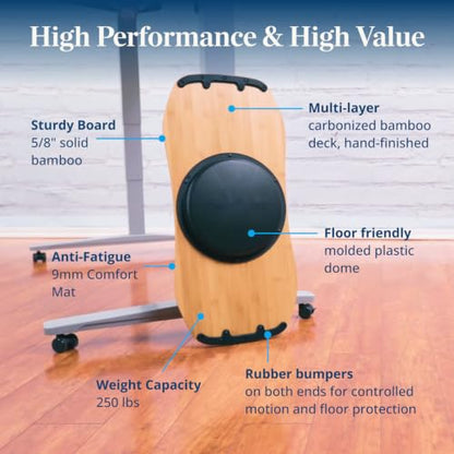 UPLIFT DESK Motion-X Balance Board - 27" Ergonomic Wobble Board for Standing Desks, Anti-Fatigue Support for Core Engagement & Stability - style: Motion-X with Comfort Mat