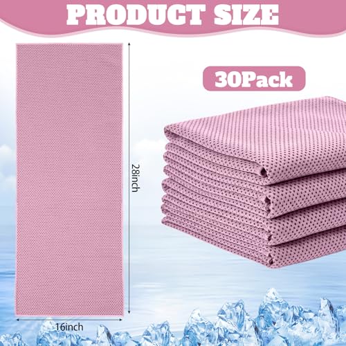 Honoson 30 Pack Cooling Towels for Neck and Face, 27 x 16 in, Pink - color: Pink