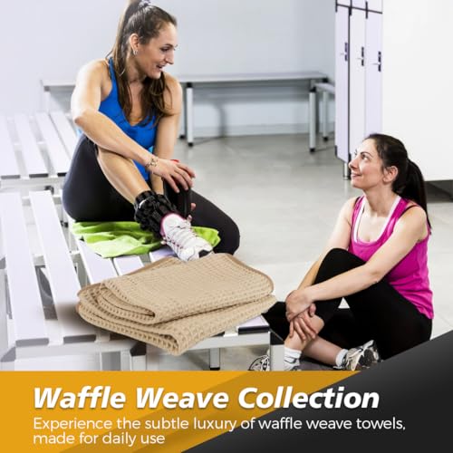 HOMEXCEL 4 Pack Gym Towels, Waffle Hand Towels for Bathroom, 15 X 25 Inch