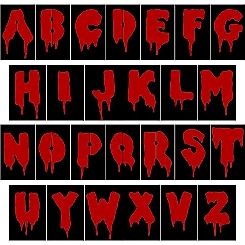 26pcs Halloween Letter Stencils Alphabet Painting Stencil Reusable DIY Drawing Letter Stencil for Painting on Wood Canvas Template Paint Stencils for Crafts Fabric Home Décor - color: Halloween Bleeding Style, size: 2 Inch
