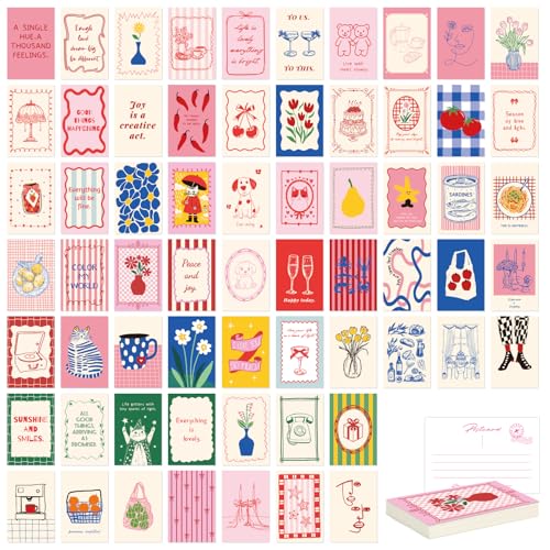 64Pcs Pink Coquette Room Decor Postcards, 4x6 Post Cards for Mailing, Coquette Posters Wall Collage Kit for Teen Girls Room Decor, Trendy Pink Wall Decor Aesthetic - color: Pink Coquette