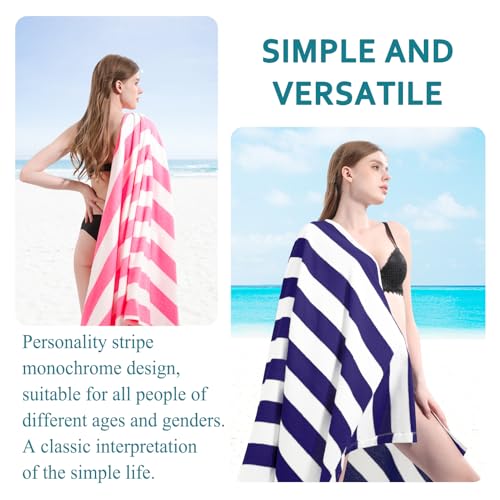 Genovega 6 Packs Oversized 72X40 Inch Stripe Beach Towel Thin Terry Set Extra Large XL Big Clearance Towels Soft Swim Pool Travel Accessories Essentials Camping Adults Men Women Gift Navy Blue - color: Navy Blue, size: 72.00" X 40.00"