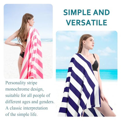 Genovega 6 Packs Oversized 72X40 Inch Stripe Beach Towel Thin Terry Set Extra Large XL Big Clearance Towels Soft Swim Pool Travel Accessories Essentials Camping Adults Men Women Gift Navy Blue - color: Navy Blue, size: 72.00" X 40.00"