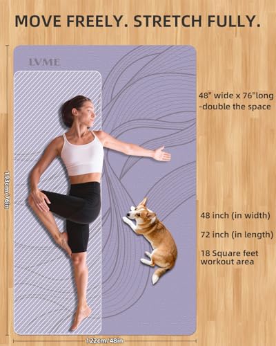 Large Yoga Mat (75.5"x47.6"x0.4"）Extra Wide & Thick 10mm | Non-Slip Exercise Mat, High-Density TPE Mat for Yoga Pilates & Home Gym Workouts - color: Purple