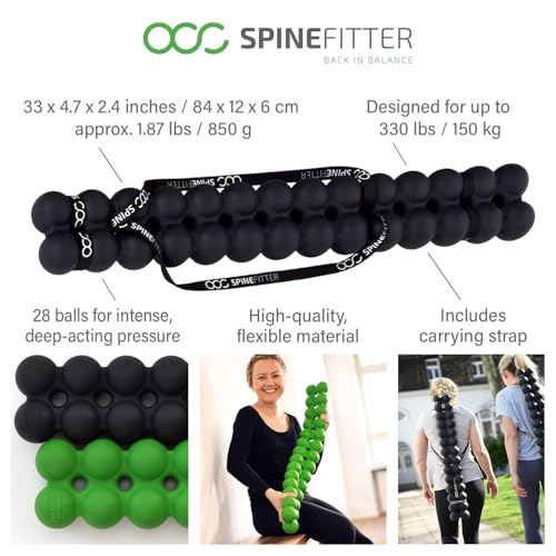 SISSEL SPINEFITTER | 등 및 균형을 위한 마사지 장치 | 긴장 및 막힘 완화 등 트레이너 | 필라테스 및 요가에 이상적 | 척추 이완 | 가정 및 전문가용 (블랙) - color: 블랙.