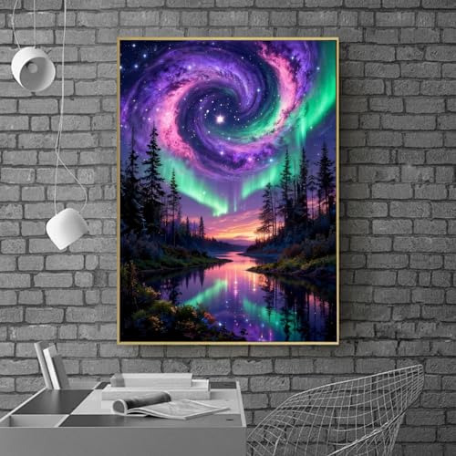 RYMILIE Sky Diamond Art Kits for Adults Diamond Painting Kit 12x16in | 5D Starry Galaxy Diamond Art Painting Kit for Beginners, DIY Full Round Drill Gem Art Crafts for Home Wall Decor Gift - color: DP03885