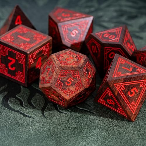 Wooden DND Dice Set Bubinga Wood Polyhedral Dice for Tabletop Games - color: Bubinga Wood-hx