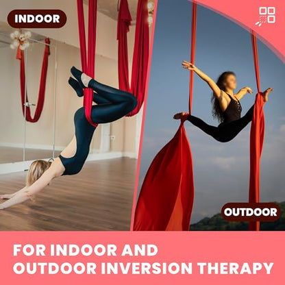 KUAFU 6.56 Yards Aerial Silks for Home Yoga Swing Therapy Swing Aerial