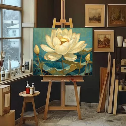 Natuyalo Paint by Numbers for Adults - DIY Adult Paint by Number Kits Painting on Canvas Lotus Painting by Numbers for Beginners, Plant Art Craft Kits for Adults (16x20 Inch) - color: ART-08
