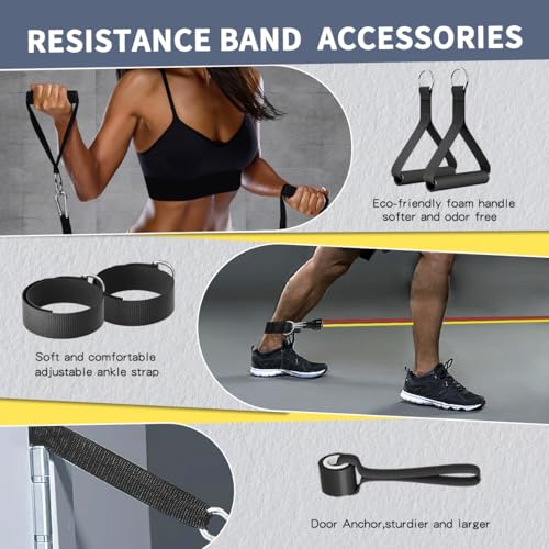 WHATAFIT Resistance Bands with Handles, 5-Level Exercise Bands for Workout - color: Chromatic