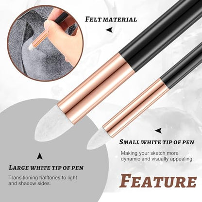 Kosiz 6 Pcs Blending Sponge Pen Rub and Buff Double Headed,Gold | Washable Reusable Sketching Blender Stumps for Artist Drawing, Highlight Shadow Detail Shading, Wipe Buff Art Tools - color: Gold