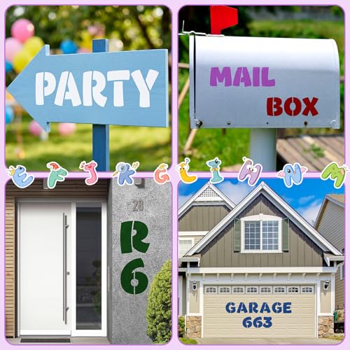 SATINIOR 19 Inch Large Letter Stencils and Numbers, 36 Pcs Reusable Alphabet Stencils Plastic Numbers Templates Craft for Wood Wall Fabric Signage Chalkboard Painting DIY Projects (Cute) - size: 19 Inch, style: Cute