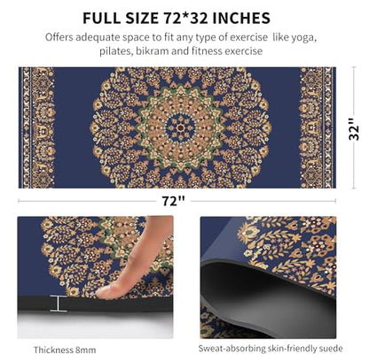 nuveti Suede TPE Yoga Mat High Density Non Slip Yoga Mats with Carrying Bag,72"x32" Extra Thick 8MM Exercise & Workout Mat for Yoga, Pilates and Fitness - color: ZuiWei