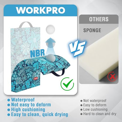 WORKPRO 17" Kneeling Pad with Removable Cover, Blue Floral Printing - color: Blue