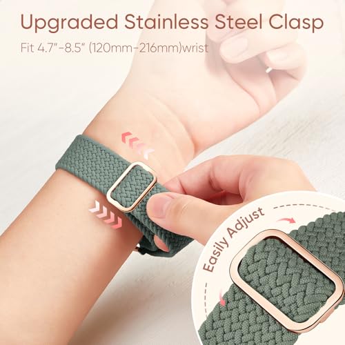 Braided Stretchy Nylon Band Compatible for Apple Watch Bands Women Men - color: Cactus, size: 38mm/40mm/41mm/42mm