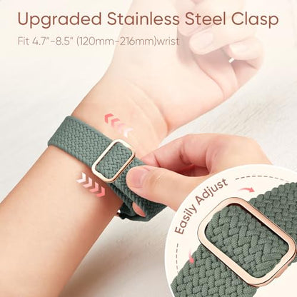 Braided Stretchy Nylon Band Compatible for Apple Watch Bands Women Men - color: Cactus, size: 38mm/40mm/41mm/42mm
