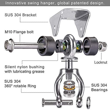 SELEWARE Silent Swing Hanger Heavy Duty Bearing Swing Hooks 2 Pack - color: C: 360° Bearing Swing Hanger ( 2 Pack )