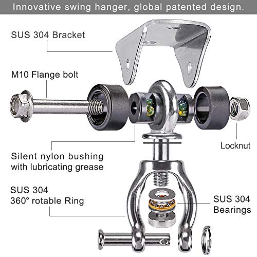 SELEWARE Silent Swing Hanger Heavy Duty Bearing Swing Hooks 2 Pack - color: C: 360° Bearing Swing Hanger ( 2 Pack )