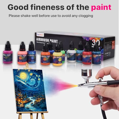 Gocheer Airbrush Paint - 30 Colors with 3 Thinner, Ready to Spray Airbrush Paint Set, Water-Based Acrylic Air Brush Paints for Metal, Plastic Models, Canvas, Wood - 33 Bottles