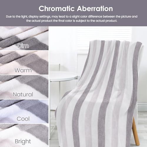 JML Microfiber Bath Towels, 30" x 60", Cabana Stripe Grey, Set of 2 - color: Cabana Stripe Grey, size: 2 Pack (30 in x 60 in)