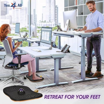 Yes4All Wobble Balance Board for Standing Desk/Anti-Fatigue Office Foam Pad - Standing Desk Mats, Rocker Board, Office Accessories, Wobble Board With Massage Ball - style: Upgraded Ver - Massage Roller Ball