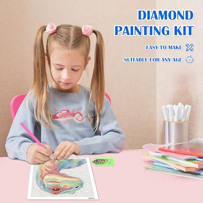 Leixonl Diamond Art Kits for Kids with Framed (7 in) Cartoon Animals DIY Gem Art Painting - Arts & Crafts Gifts for Beginners & Teens (1p-6 in-Dinosaur) - color: 1p-6 in-dinosaur