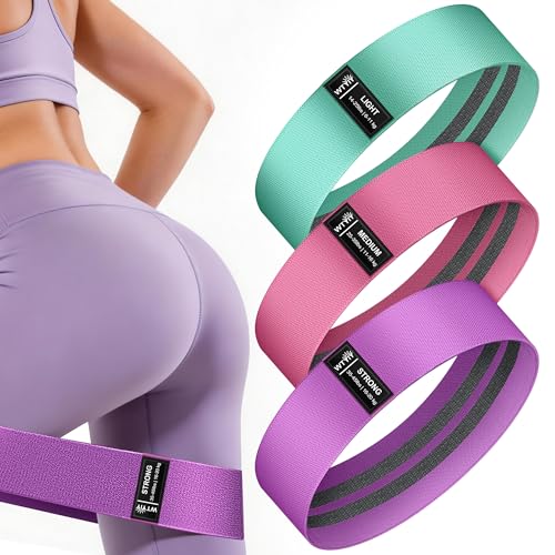 Fabric Resistance Bands for Working Out, 3-Level Non-Slip Exercise Bands for Men and Women, Booty Bands Equipment for Home Workout, Pilates, Yoga, Fitness. - color: Pink