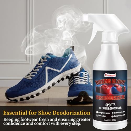 Boxing Glove Deodorizer Cleaner Spray（with Desiccant), Gym Equipment & Shoe Odor Eliminating Spray, Yoga Mat Cleaner, Natural Plant Based Sports Deodorizer, 16.91Fl Oz